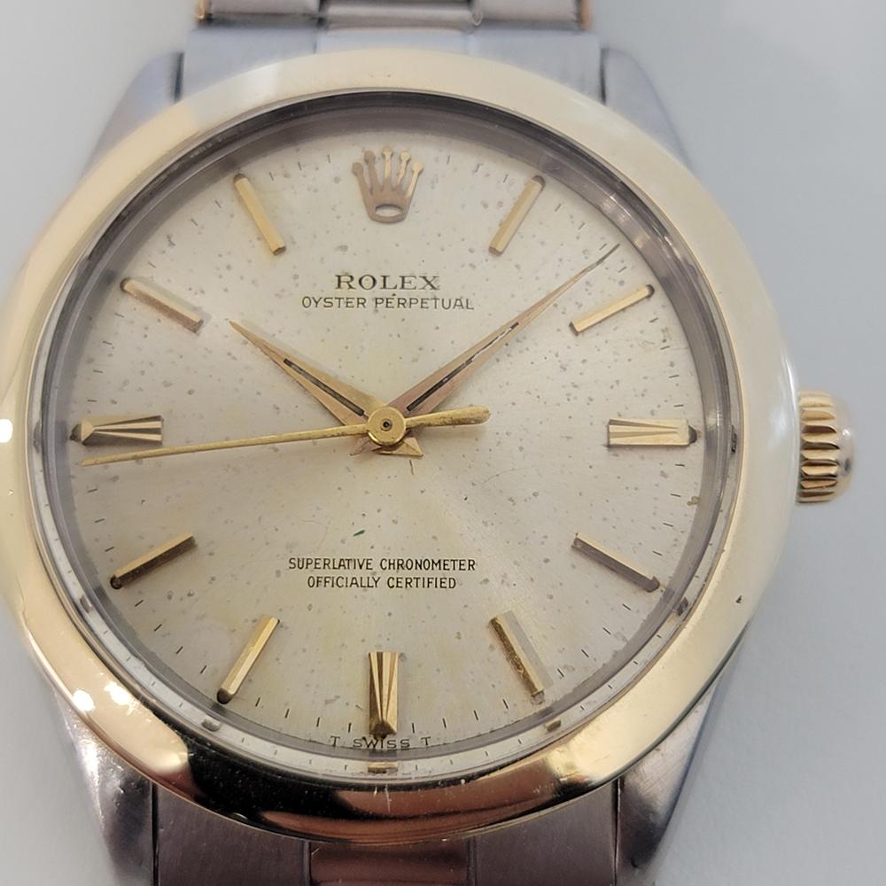 Mens Rolex Oyster Perpetual Ref 1005 14k Gold SS Automatic 1960s Vintage RJC204 In Excellent Condition In Beverly Hills, CA