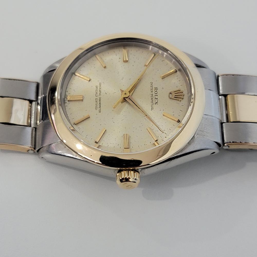 Mens Rolex Oyster Perpetual Ref 1005 14k Gold SS Automatic Vintage 1960s RJC204 In Excellent Condition For Sale In Beverly Hills, CA
