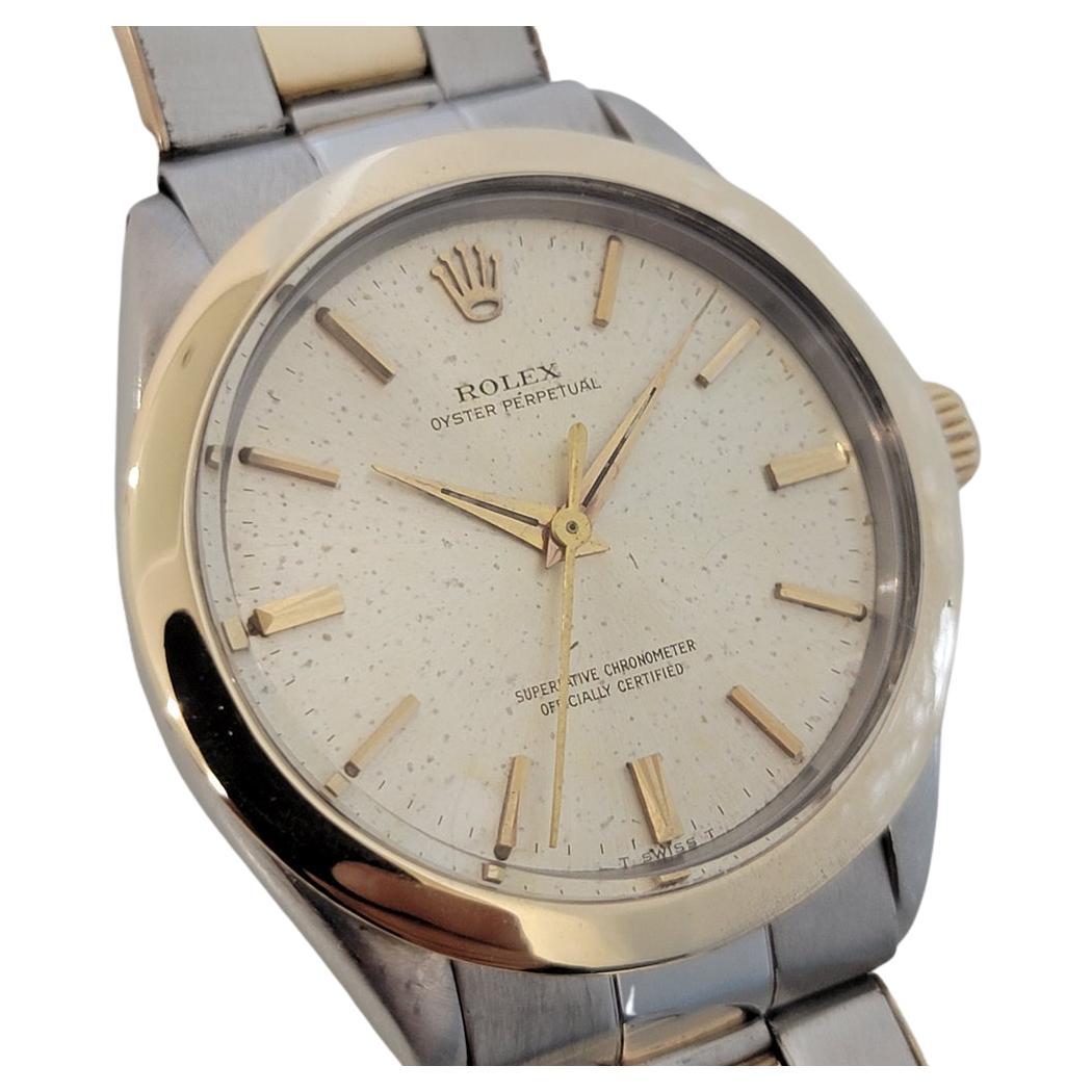 Mens Rolex Oyster Perpetual Ref 1005 14k Gold SS Automatic Vintage 1960s RJC204 For Sale