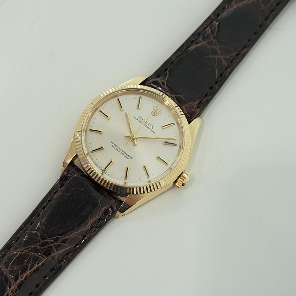 Mens Rolex Oyster Perpetual Ref 1005 18k Gold Automatic 1960s Vintage RA277 In Excellent Condition In Beverly Hills, CA
