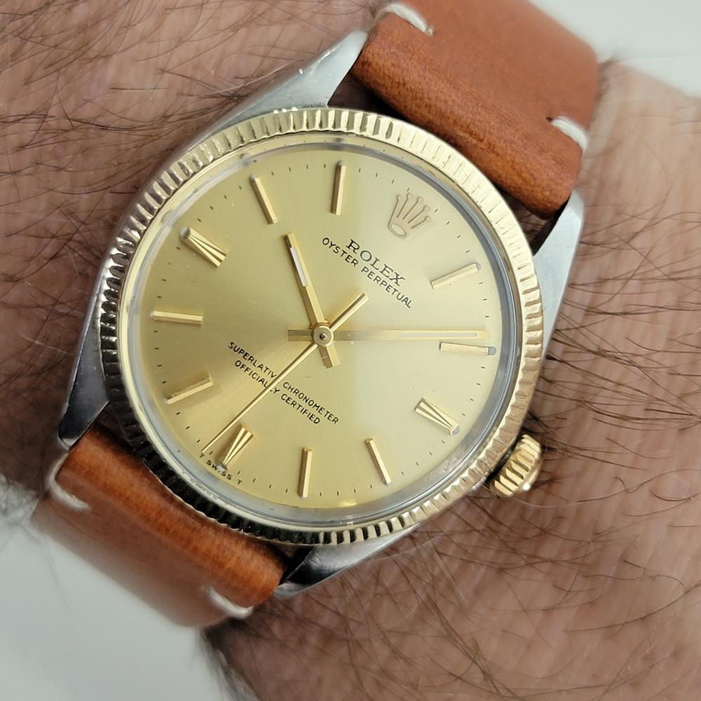 Mens Rolex Oyster Perpetual Ref 1005 18k Gold SS Automatic 1960s Vintage RA319 5