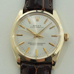 Mens Rolex Oyster Perpetual Ref 1005 34mm 14k Gold Automatic 1970s Swiss RA444B