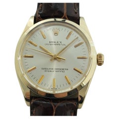 Mens Rolex Oyster Perpetual Ref 1005 34mm 14k Gold Automatic 1970s Swiss RA444B