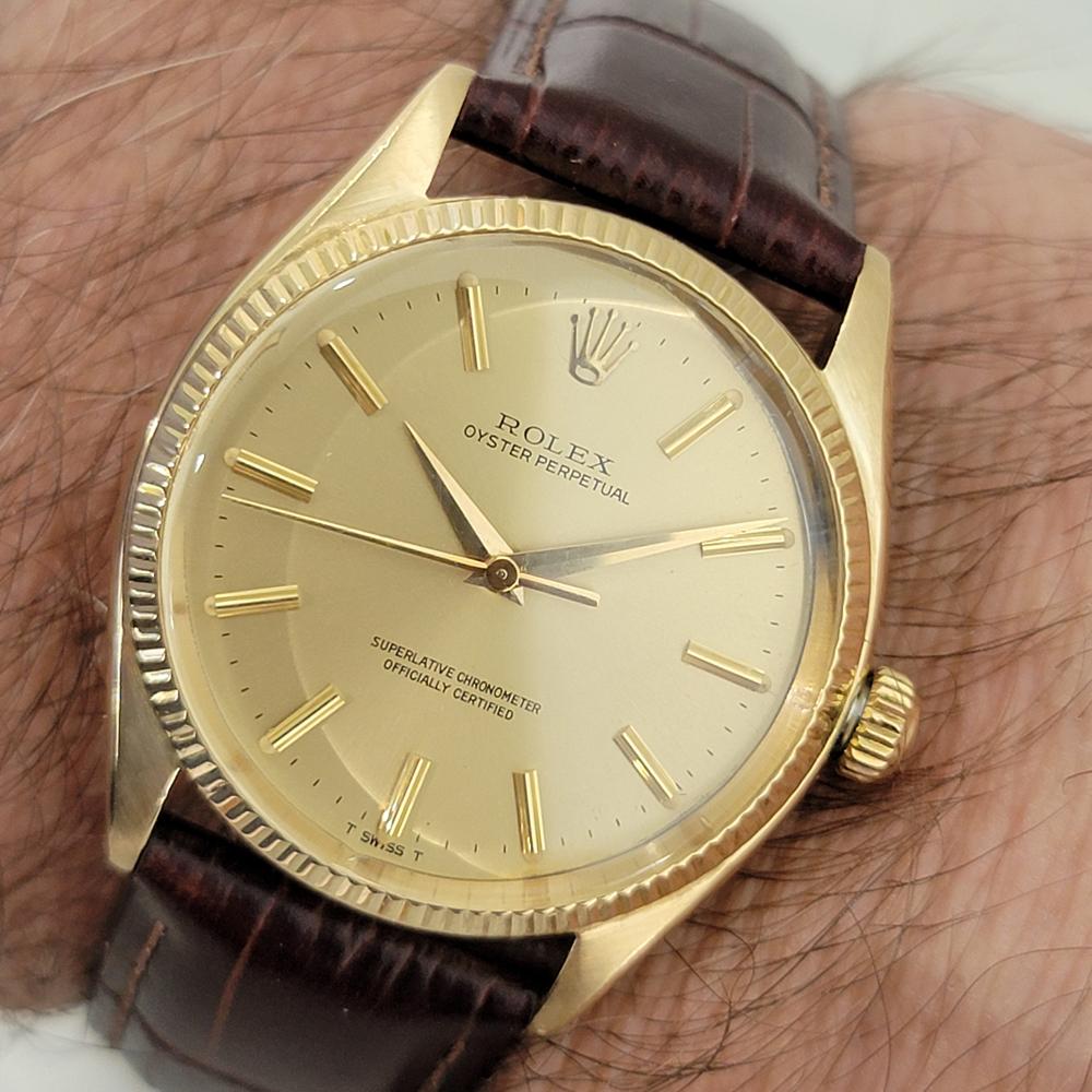 Mens Rolex Oyster Perpetual Ref 1005 34mm 18k Solid Gold Automatic 1960s RA423 10