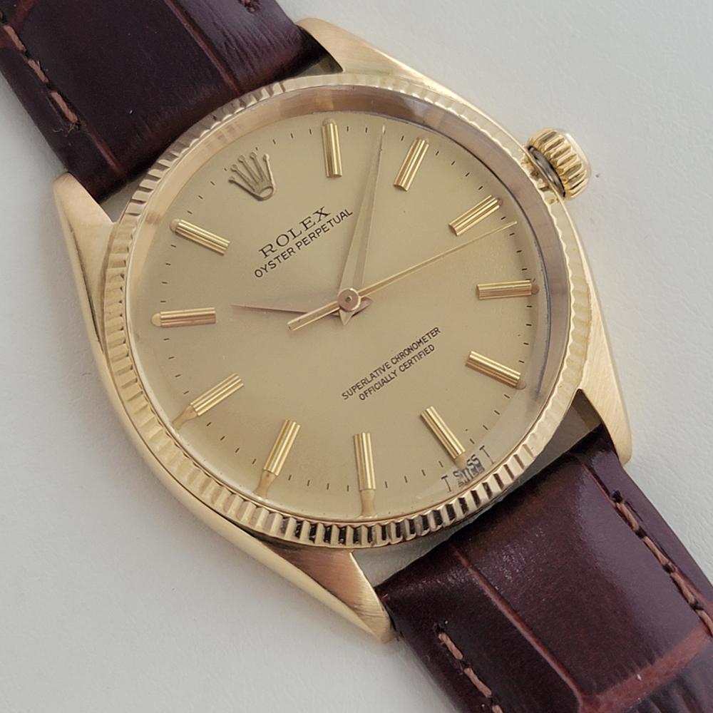 Men's Mens Rolex Oyster Perpetual Ref 1005 34mm 18k Solid Gold Automatic 1960s RA423
