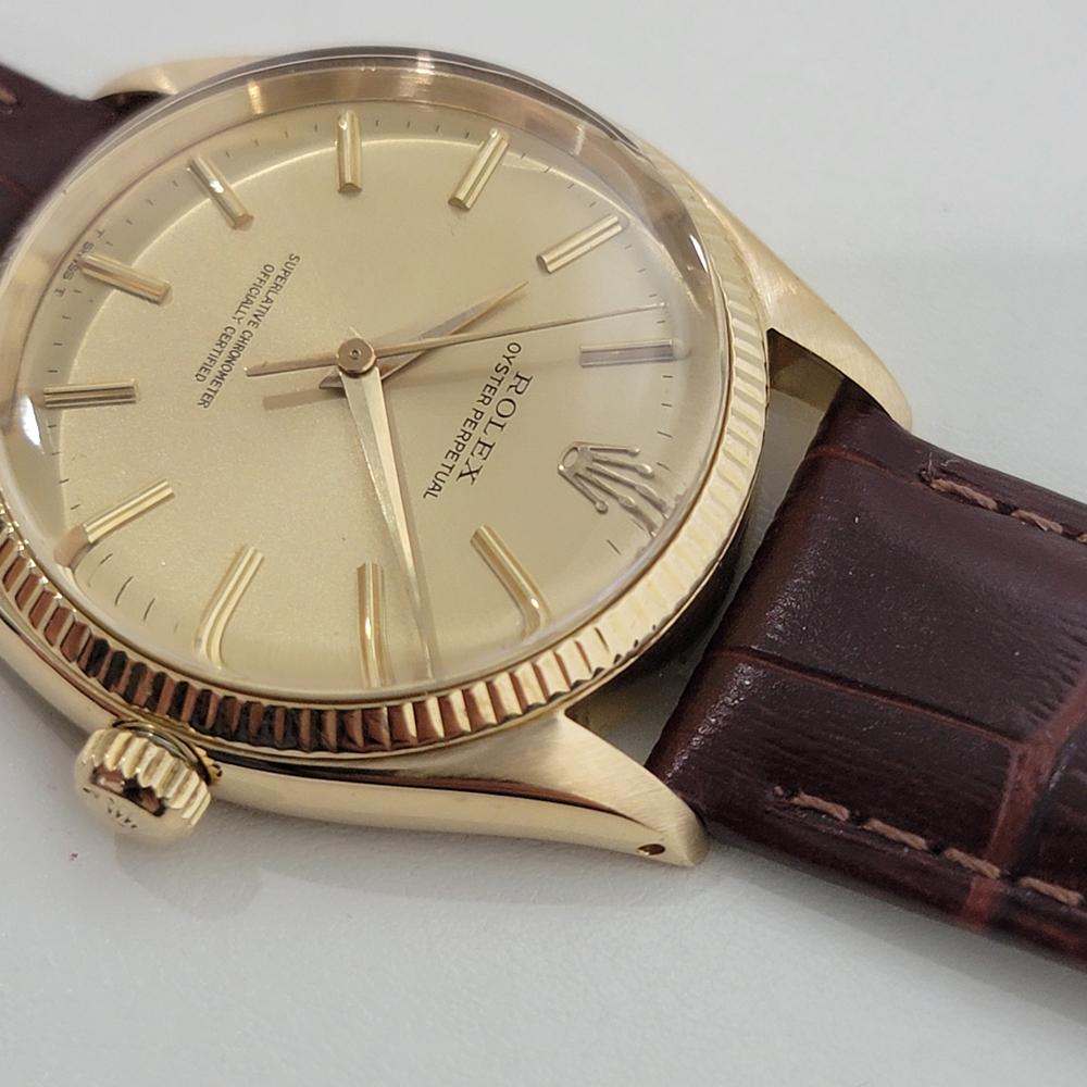 Mens Rolex Oyster Perpetual Ref 1005 34mm 18k Solid Gold Automatic 1960s RA423 2