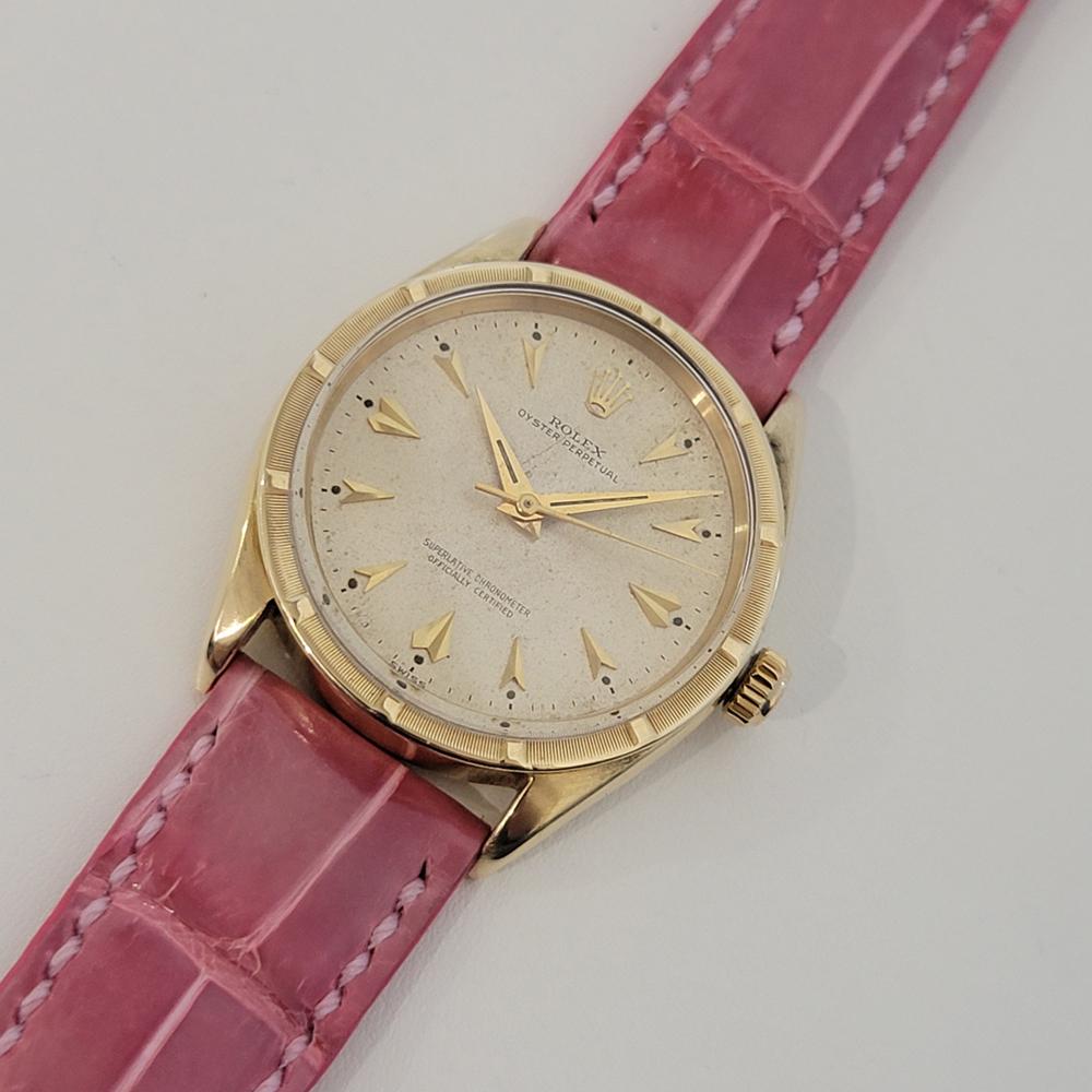 Mens Rolex Oyster Perpetual Ref 1007 14k Gold Automatic 1960s Swiss RJC206 In Excellent Condition In Beverly Hills, CA