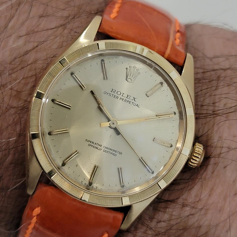 Mens Rolex Oyster Perpetual Ref 1007 34mm 18k Solid Gold Automatic 1960s RA438 For Sale 9