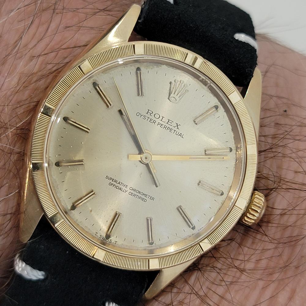 Mens Rolex Oyster Perpetual Ref 1007 34mm 18k Solid Gold Automatic 1960s RA438 For Sale 9