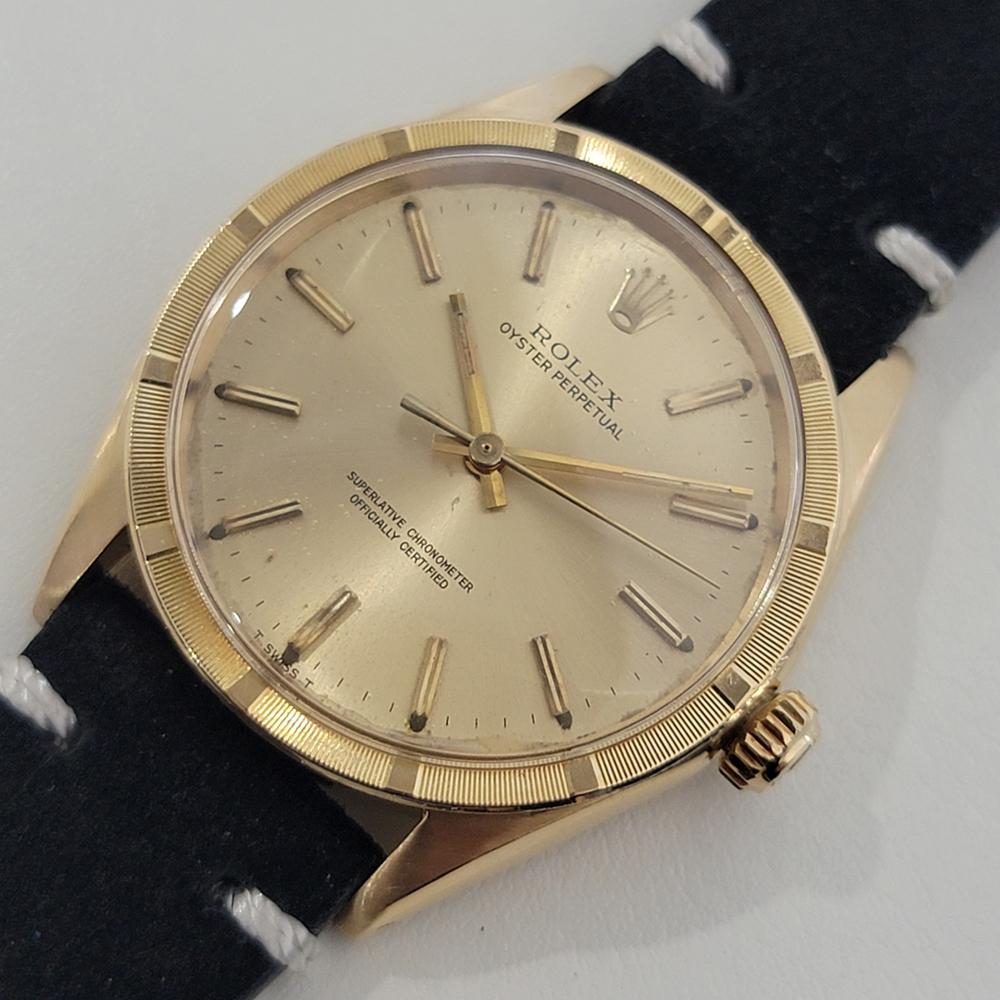 Men's Mens Rolex Oyster Perpetual Ref 1007 34mm 18k Solid Gold Automatic 1960s RA438 For Sale