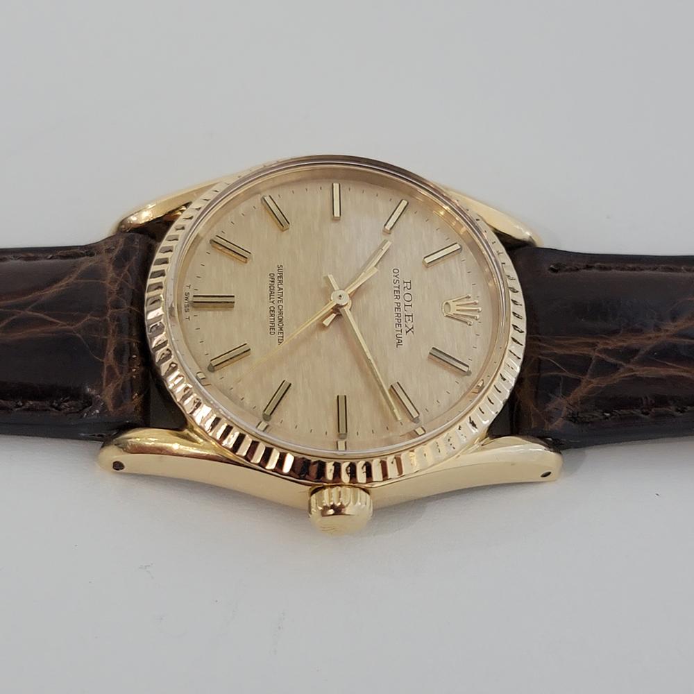 Men's Mens Rolex Oyster Perpetual Ref 1011 18k Gold 1970s Automatic Swiss RJC154 For Sale