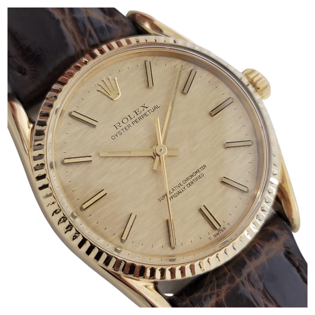 Mens Rolex Oyster Perpetual Ref 1011 18k Gold 1970s Automatic Swiss RJC154 For Sale