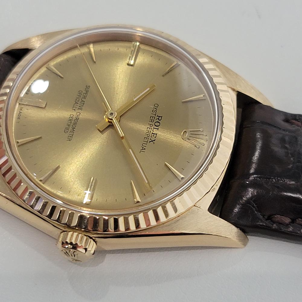 Mens Rolex Oyster Perpetual Ref 1013 18k Gold Automatic 1960s Vintage RA310 In Excellent Condition For Sale In Beverly Hills, CA
