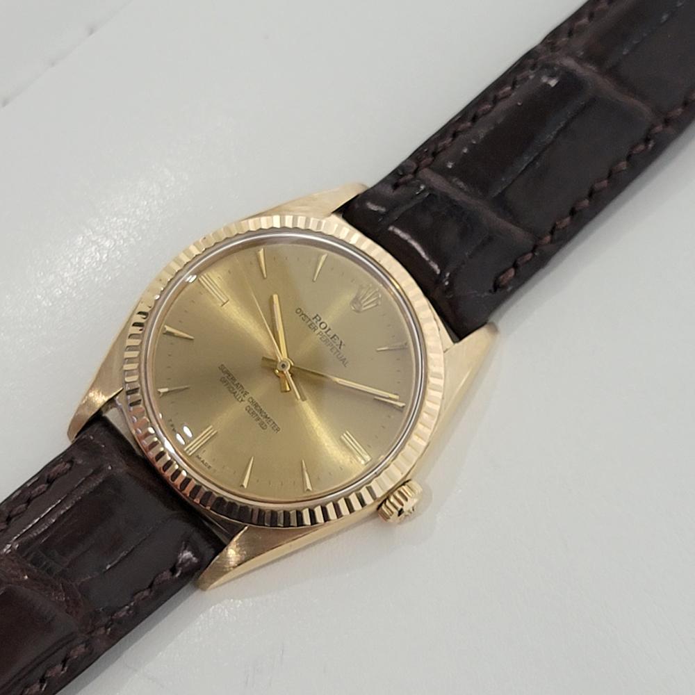 Men's Mens Rolex Oyster Perpetual Ref 1013 18k Gold Automatic 1960s Vintage RA310 For Sale