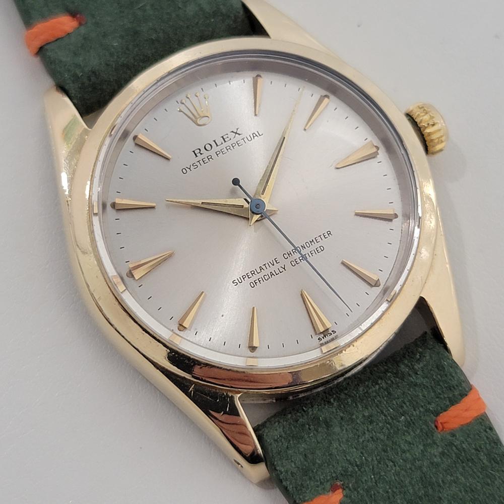 Mens Rolex Oyster Perpetual Ref 1014 34mm Gold Capped Automatic 1960s RA445 In Excellent Condition In Beverly Hills, CA
