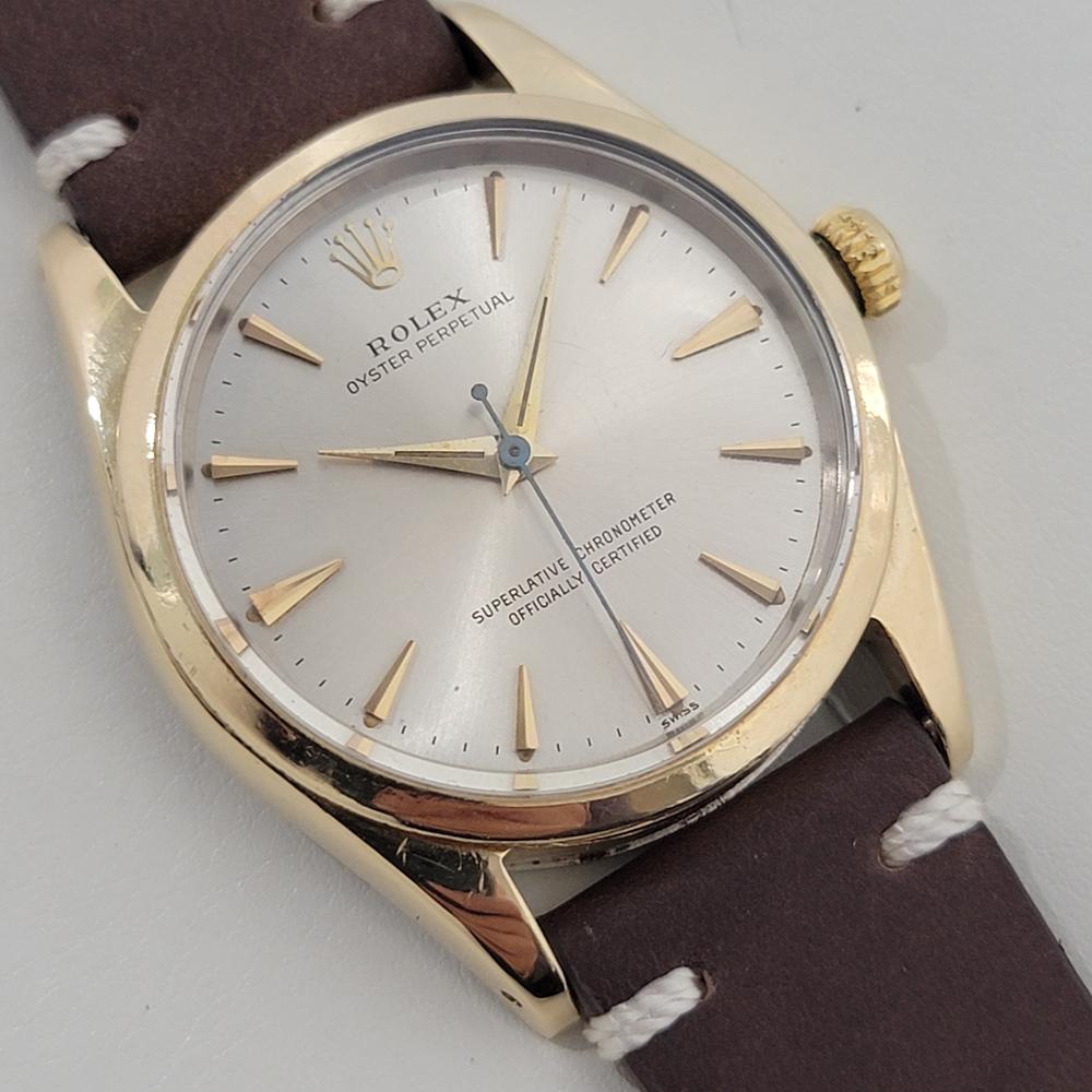 Mens Rolex Oyster Perpetual Ref 1014 34mm Gold Capped Automatic 1960s RA445 In Excellent Condition In Beverly Hills, CA