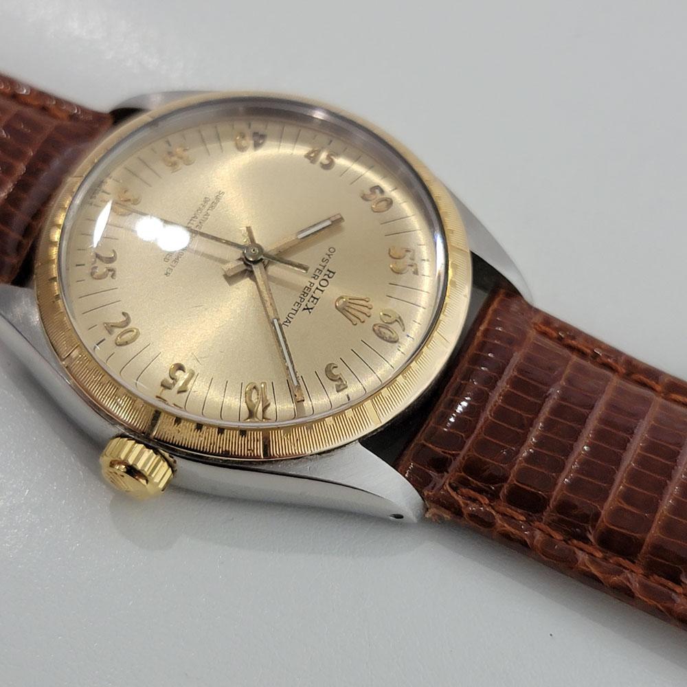 Mens Rolex Oyster Perpetual Ref 1038 18k Gold SS Automatic 1980s RA281B In Excellent Condition For Sale In Beverly Hills, CA