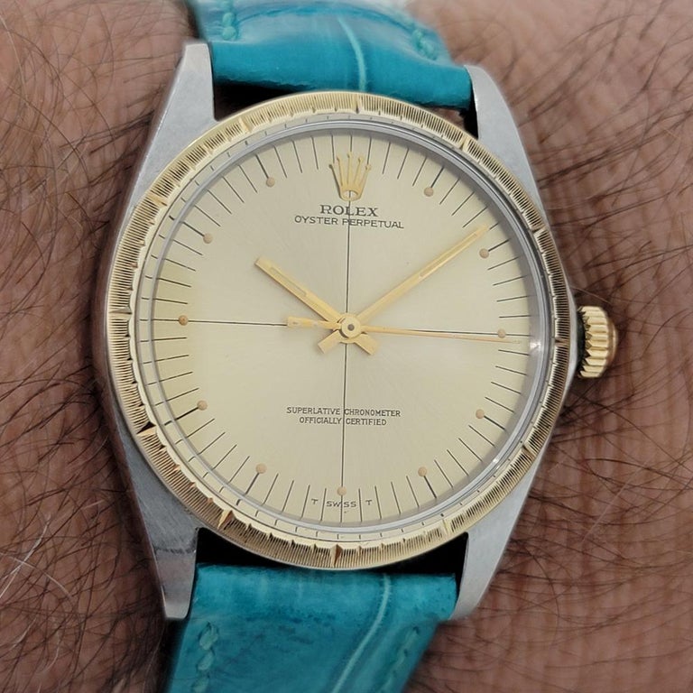 Mens Rolex Oyster Perpetual Ref 1038 18k SS Automatic 1960s Vintage RJC185 For Sale 8