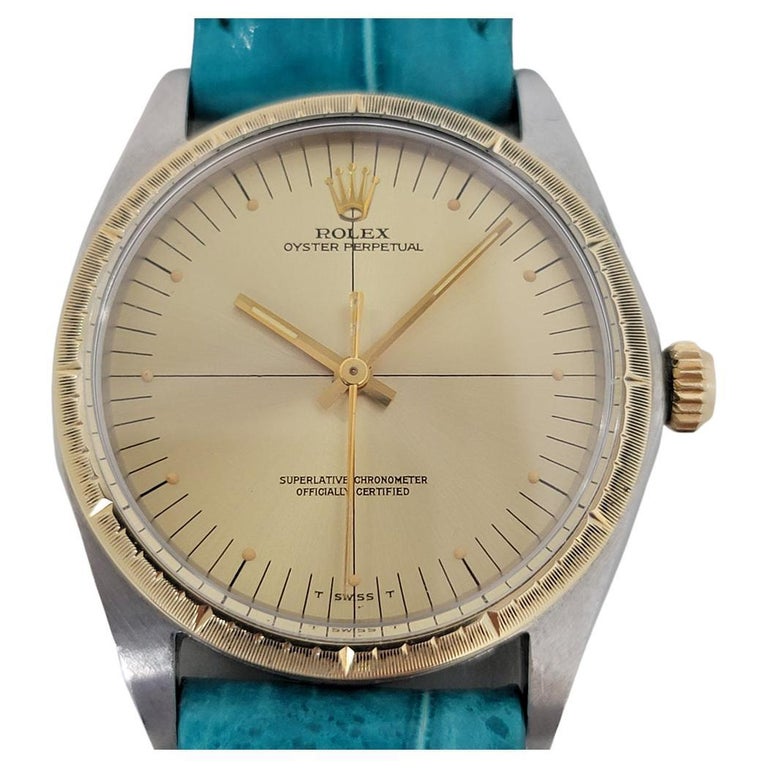 Mens Rolex Oyster Perpetual Ref 1038 18k SS Automatic 1960s Vintage RJC185 For Sale