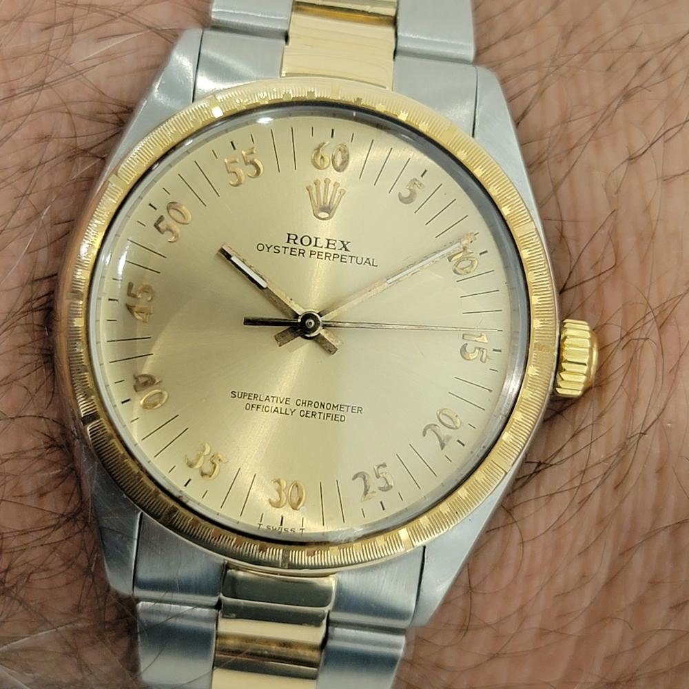 Mens Rolex Oyster Perpetual Ref 1038 18k SS Automatic 1980s Swiss RA281 For Sale 6