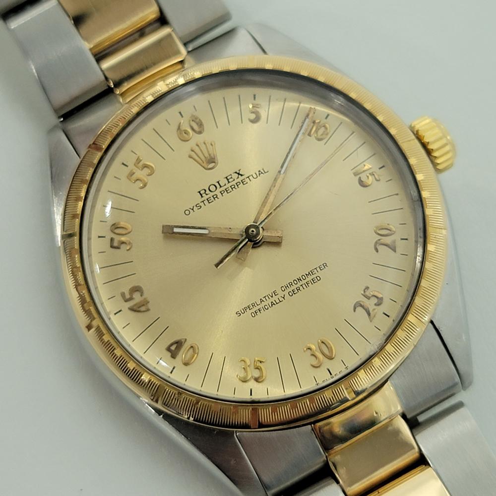 Herren Rolex Oyster Perpetual Ref 1038 18k SS Automatik 1980er Jahre Schweizer RA281 im Zustand „Hervorragend“ in Beverly Hills, CA