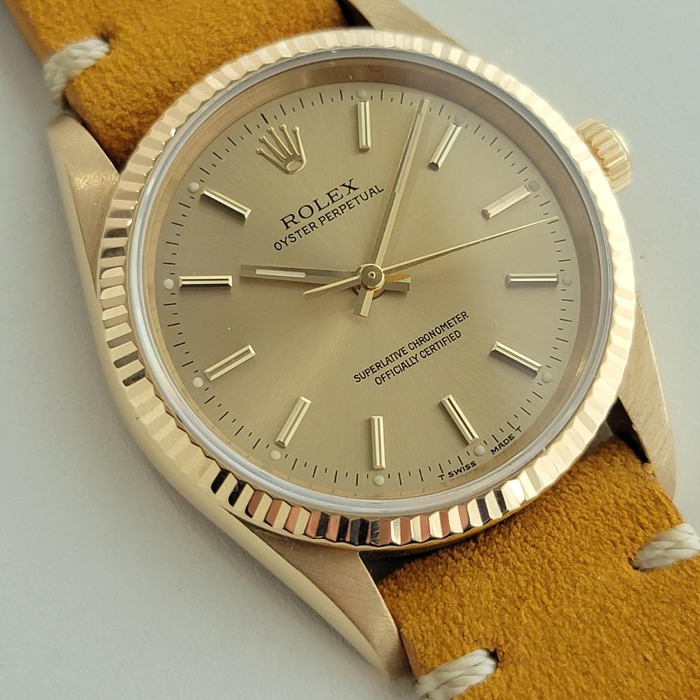 Mens Rolex Oyster perpetual Ref 14238  18k Solid Gold 35mm Automatic 1990s NA138 In Excellent Condition In Beverly Hills, CA