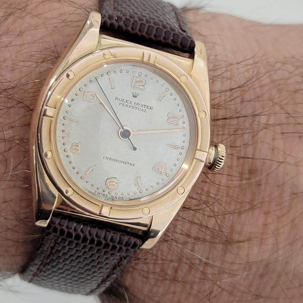 Mens Rolex Oyster Perpetual Ref 3372 18k Rose Gold Automatic 1940s RA316 For Sale 6