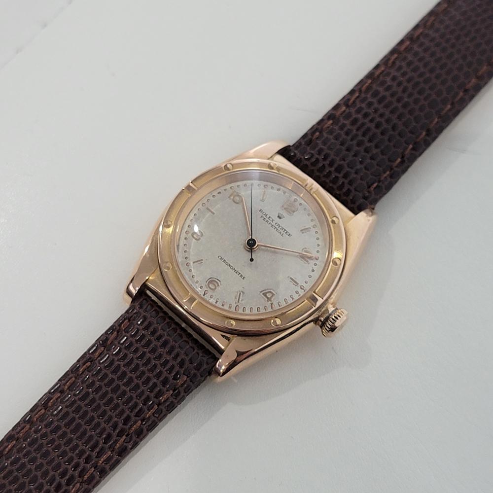 Men's Mens Rolex Oyster Perpetual Ref 3372 18k Rose Gold Automatic 1940s RA316 For Sale