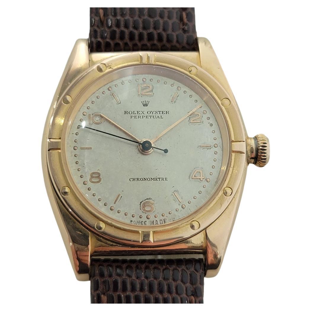 Mens Rolex Oyster Perpetual Ref 3372 18k Rose Gold Automatic 1940s RA316 For Sale