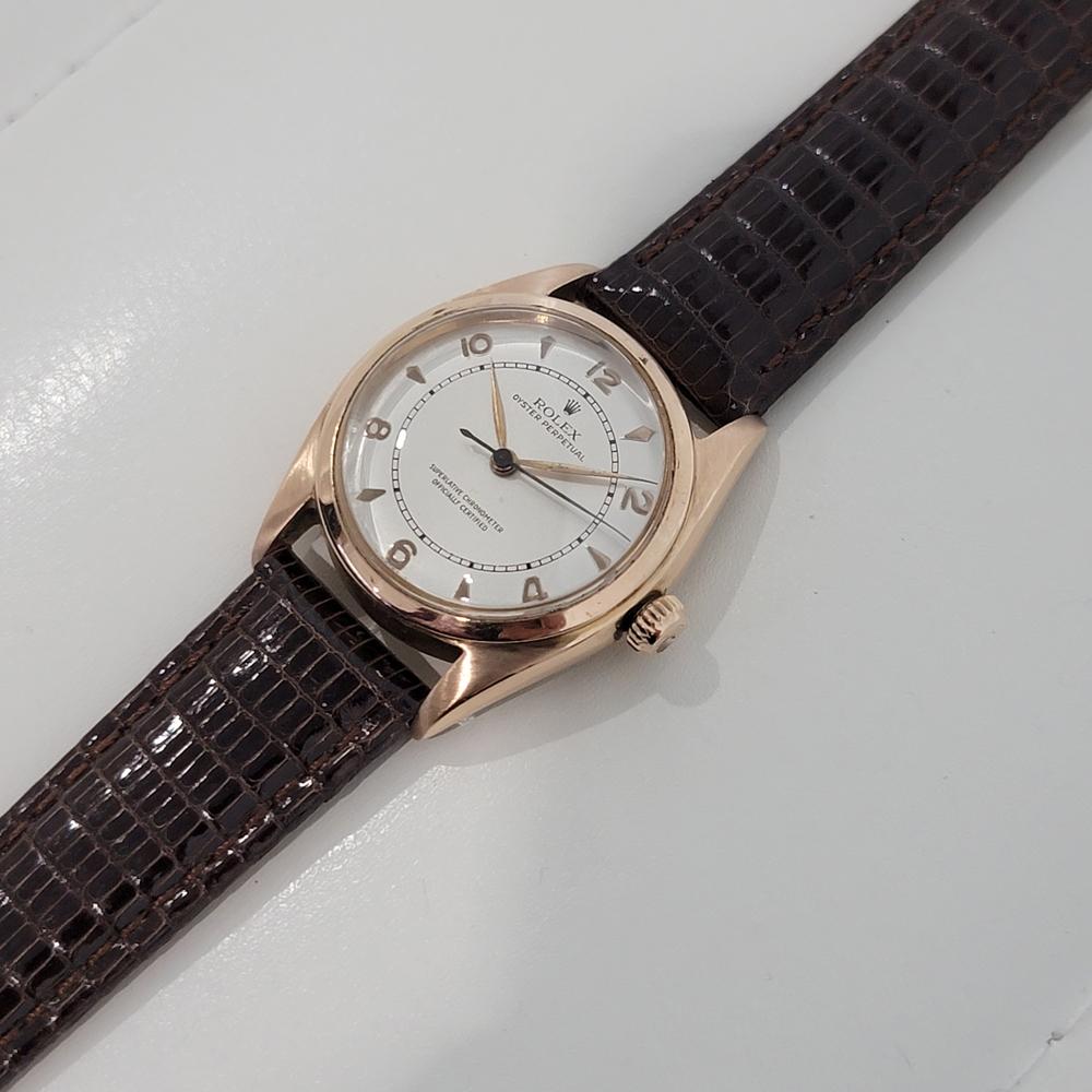 Men's Mens Rolex Oyster Perpetual Ref 4392 18k Rose Gold Automatic 1940s RA62B For Sale