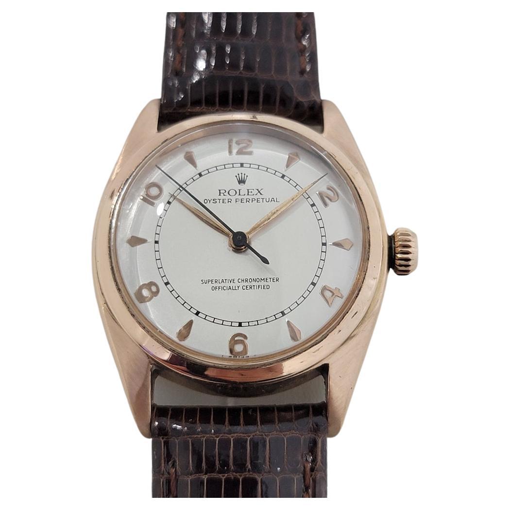 Mens Rolex Oyster Perpetual Ref 4392 18k Rose Gold Automatic 1940s RA62B For Sale