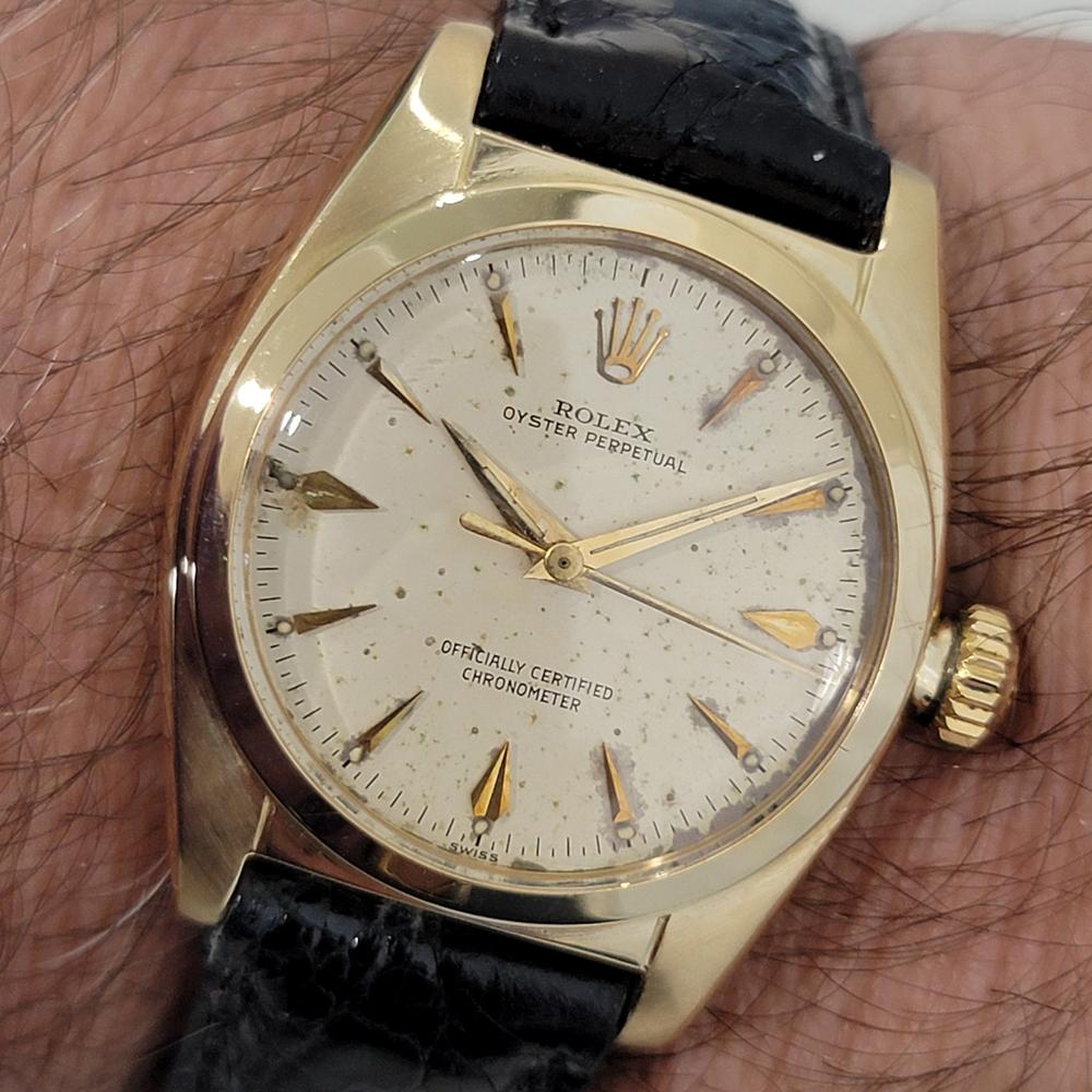 Mens Rolex Oyster Perpetual Ref 6050 18k Solid Gold 32mm Automatic 1950s RA439 For Sale 8