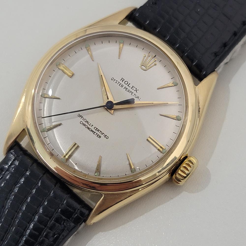 Men's Mens Rolex Oyster Perpetual Ref 6084 18k Solid Gold 34mm Automatic 1950s RA467B