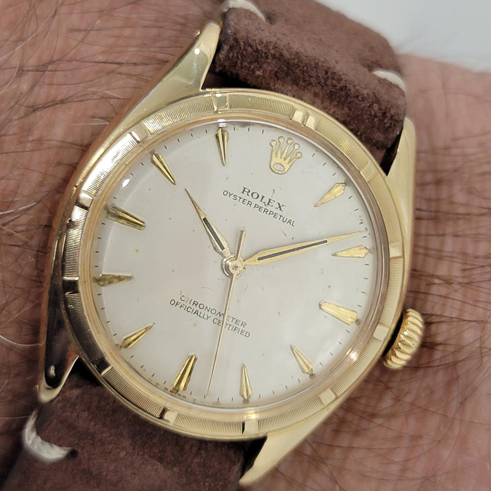 Mens Rolex Oyster Perpetual Ref 6085 34mm 18k Gold Automatic 1950s Swiss RA443B 9