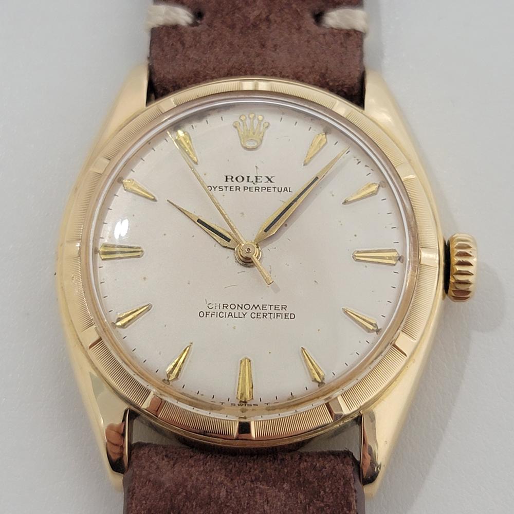 Lujo atemporal, un encantador Rolex Oyster Perpetual ref.6085 automático de oro macizo de 18 quilates para caballero, c.1952, en excelente estado de funcionamiento. Verificado auténtico por un maestro relojero. Preciosa esfera firmada por Rolex,