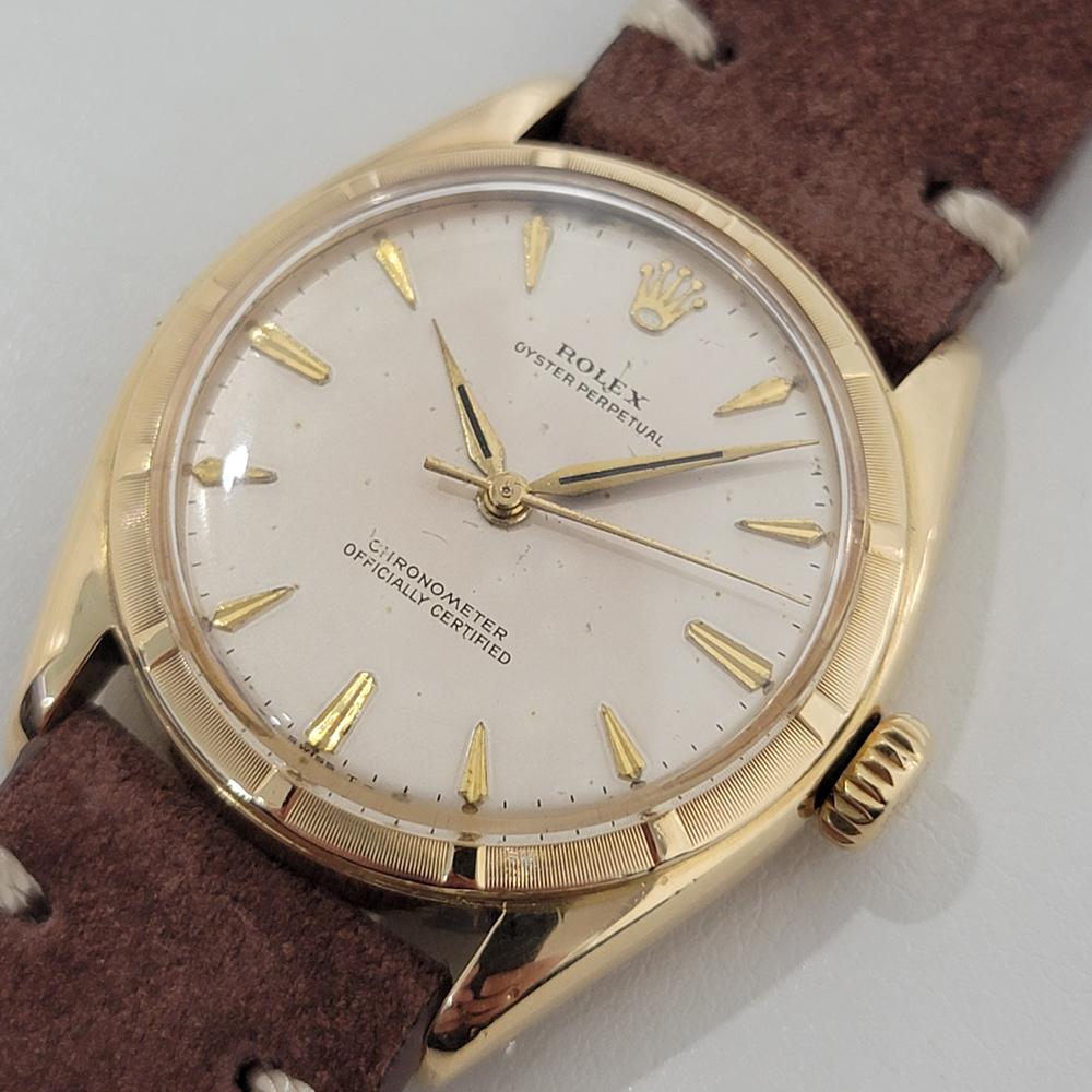 De los hombres Mens Rolex Oyster Perpetual Ref 6085 34mm 18k Gold Automatic 1950s Swiss RA443B