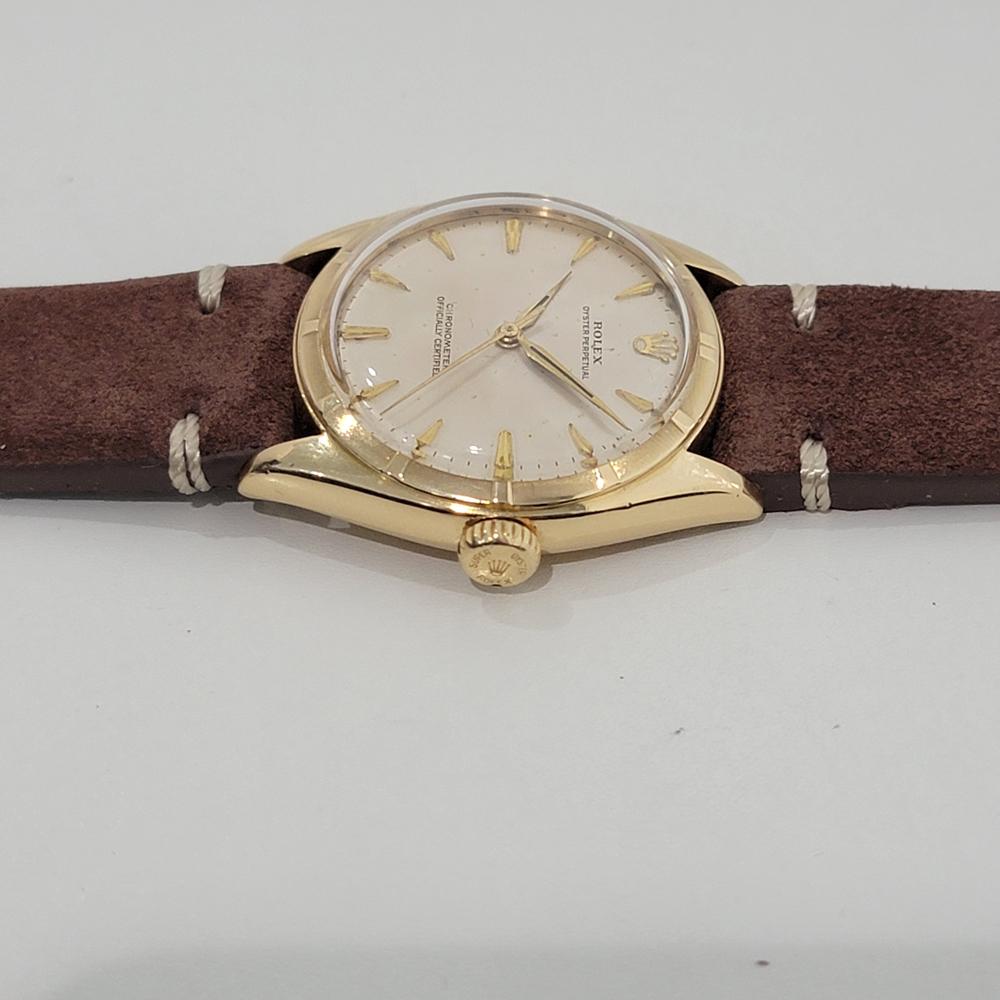 Mens Rolex Oyster Perpetual Ref 6085 34mm 18k Gold Automatic 1950s Swiss RA443B 1
