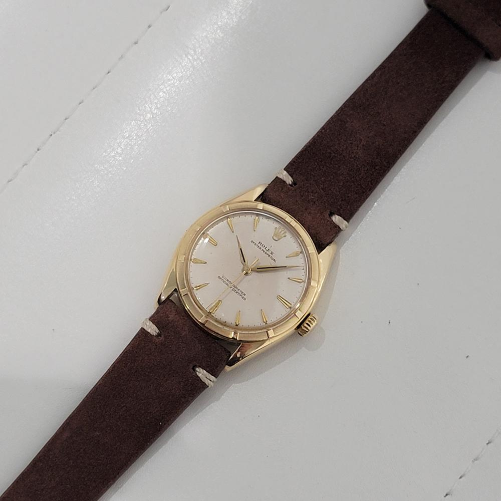 Mens Rolex Oyster Perpetual Ref 6085 34mm 18k Gold Automatic 1950s Swiss RA443B 3