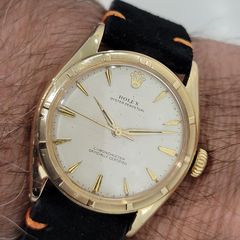 Homme Rolex Oyster Perpetual Ref 6085 34mm Or 18k Automatique 1950s Vintage RA443 9