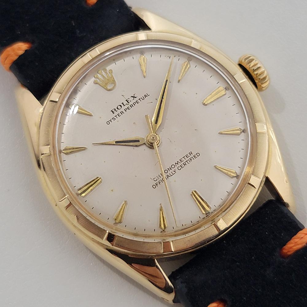 Homme Rolex Oyster Perpetual Ref 6085 34mm Or 18k Automatique 1950s Vintage RA443 Excellent état à Beverly Hills, CA