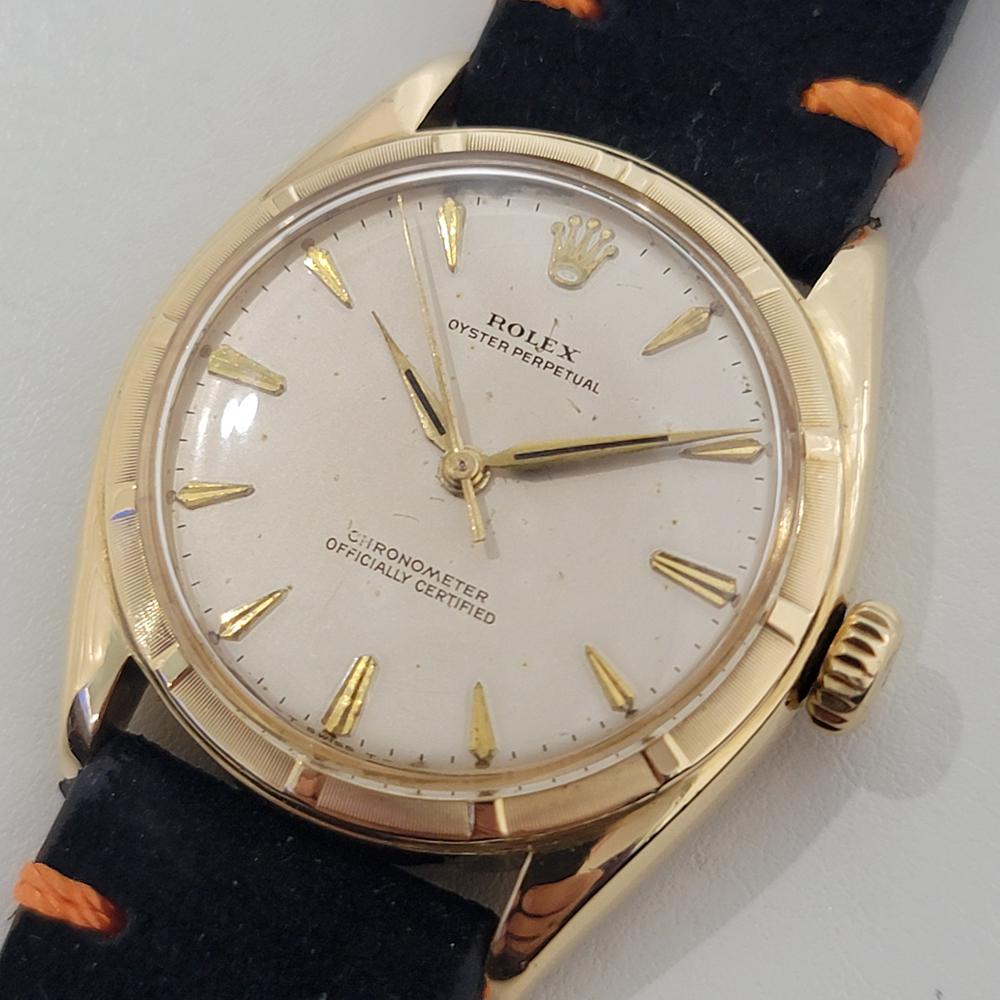  Homme Rolex Oyster Perpetual Ref 6085 34mm Or 18k Automatique 1950s Vintage RA443 Pour hommes 