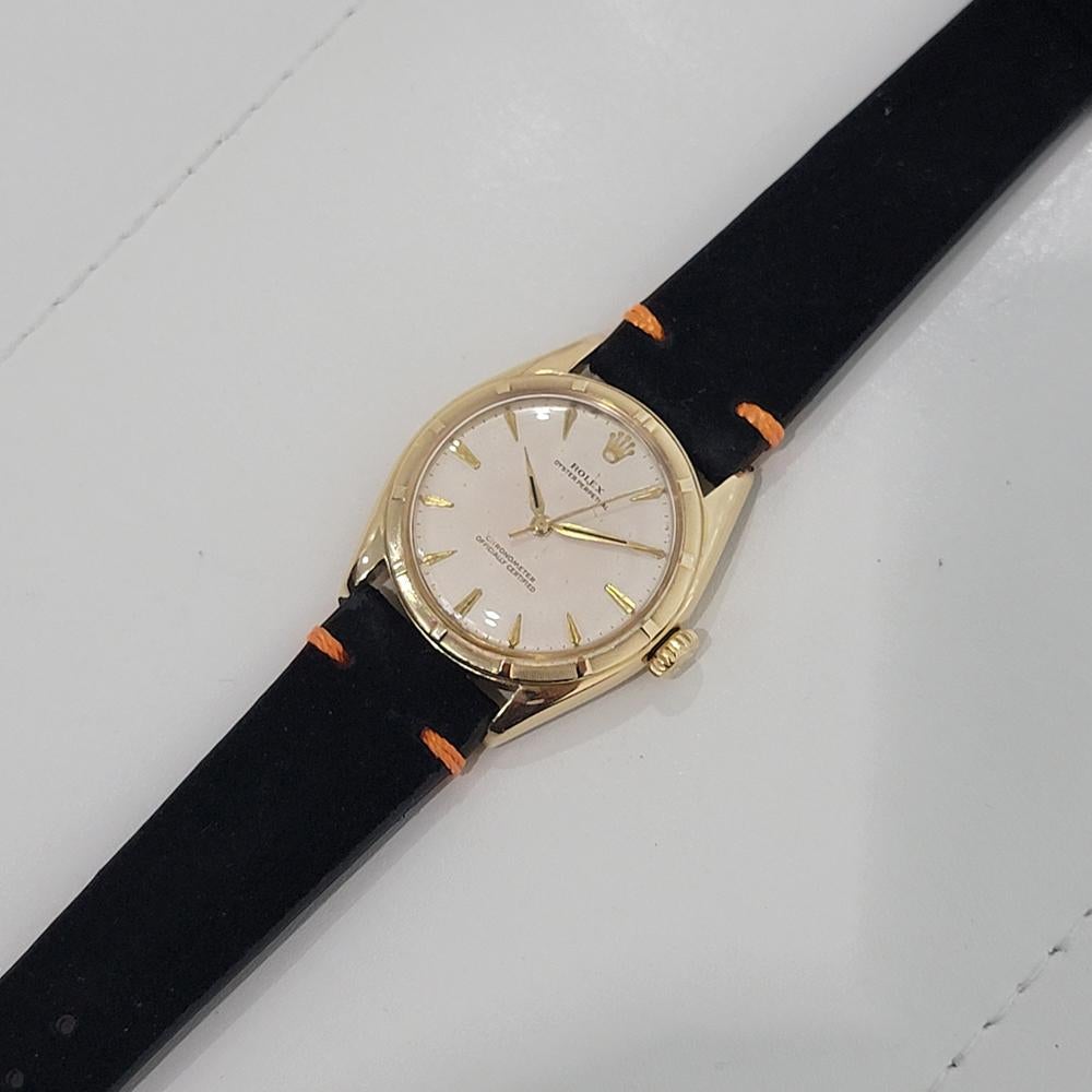 Homme Rolex Oyster Perpetual Ref 6085 34mm Or 18k Automatique 1950s Vintage RA443 3