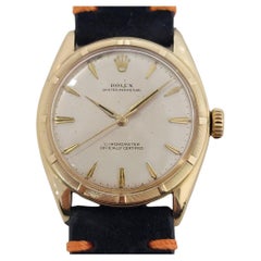 Mens Rolex Oyster Perpetual Ref 6085 34mm 18k Gold Automatic 1950s Vintage RA443