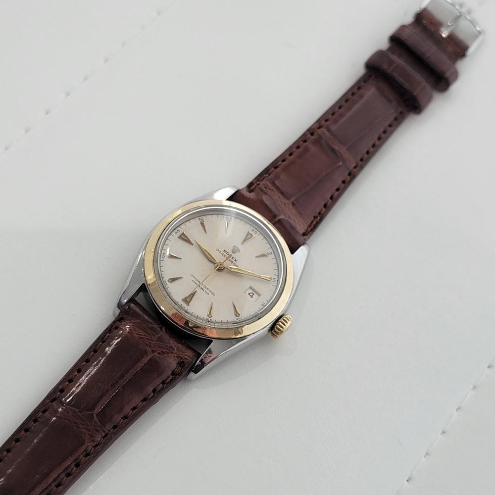 Mens Rolex Oyster Perpetual Ref 6105 18 Karat SS Red Date Automatic 1960s RA311B For Sale 1
