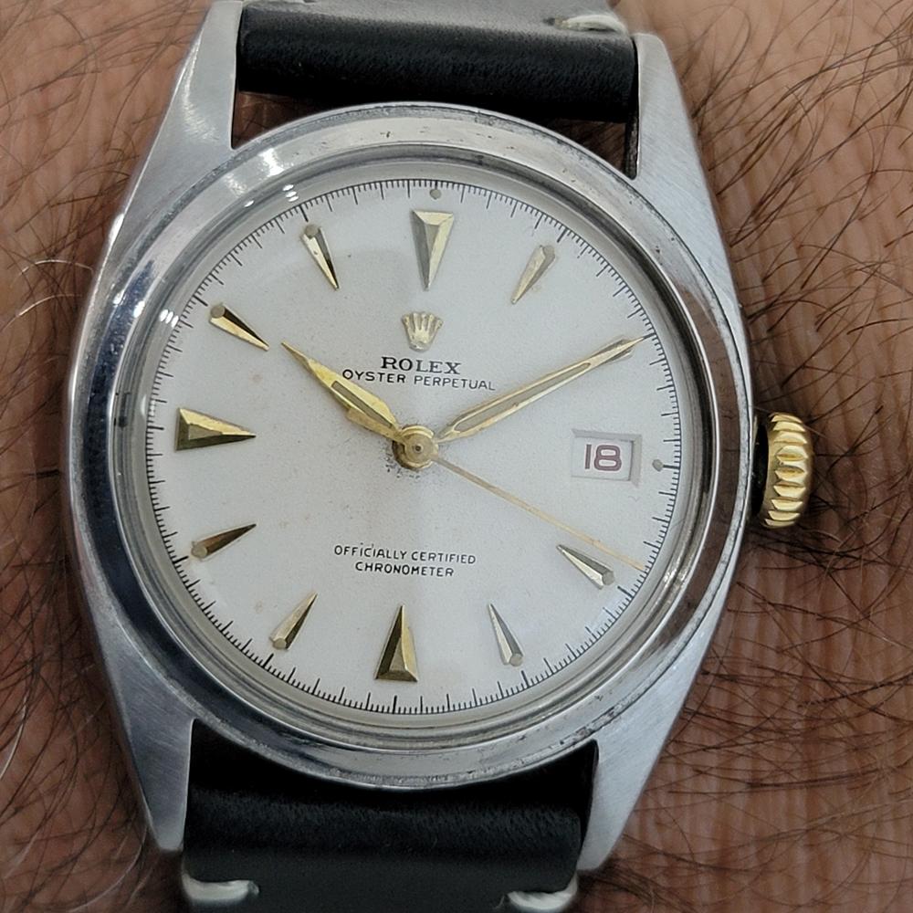 Mens Rolex Oyster Perpetual Ref 6105 Bubble Back Date Automatic 1950s RA195 7