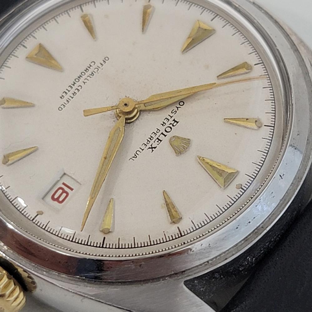 Men's Mens Rolex Oyster Perpetual Ref 6105 Bubble Back Date Automatic 1950s RA195