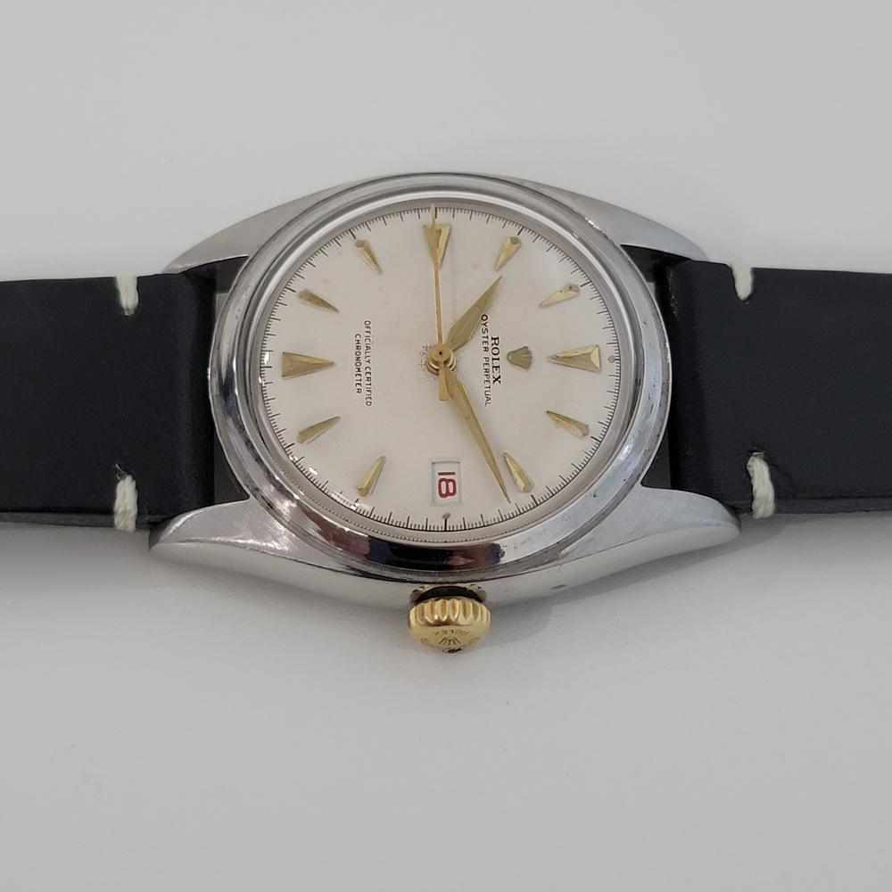 Mens Rolex Oyster Perpetual Ref 6105 Bubble Back Date Automatic 1950s RA195 1