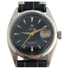 Mens Rolex Oyster Perpetual Ref 6305 36mm Rare Red Date Automatic 1950s RA426B