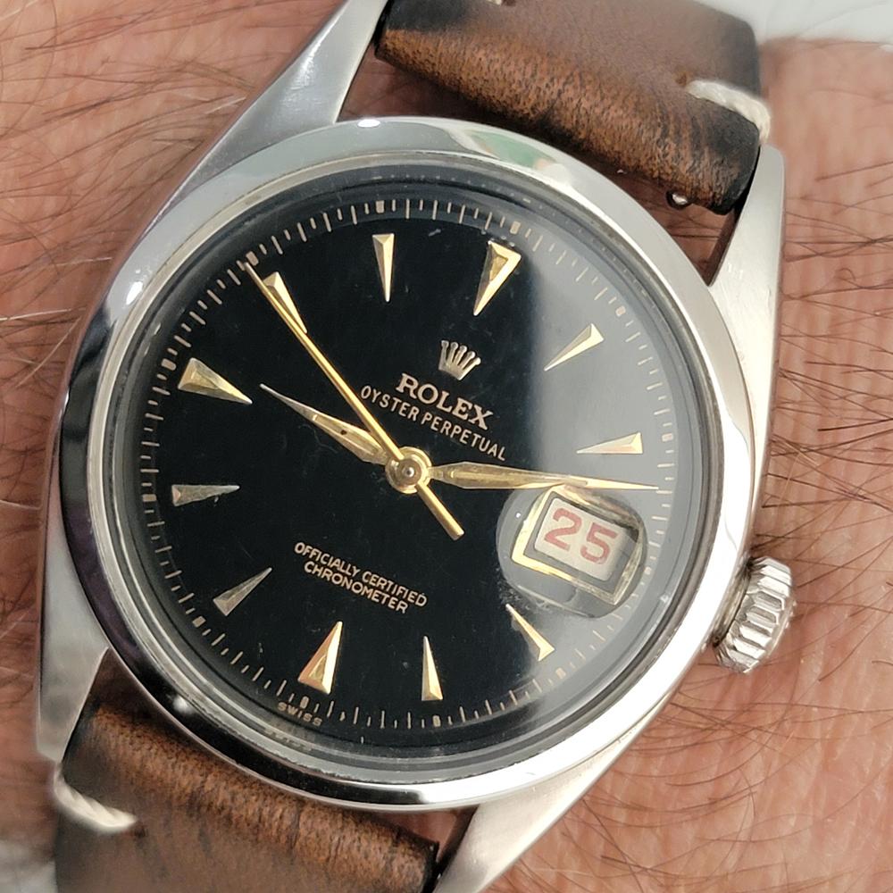 Mens Rolex Oyster Perpetual Ref 6305 36mm Red Date Automatic 1950s Vintage RA426 9
