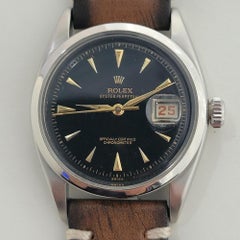 Mens Rolex Oyster Perpetual Ref 6305 36mm Red Date Automatic 1950s Vintage RA426